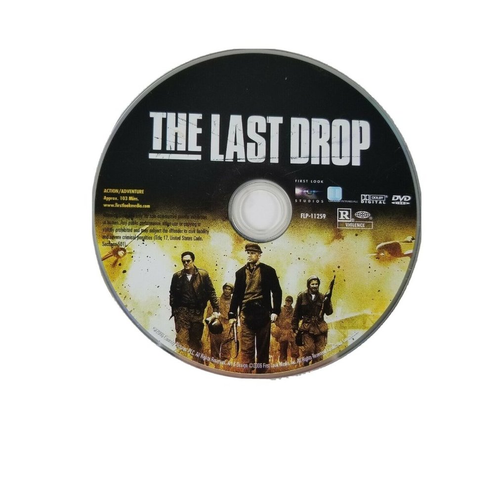The Last Drop DVD 2006 Billy Zane Tommy Flanagan War Movie Disc Only Rated R